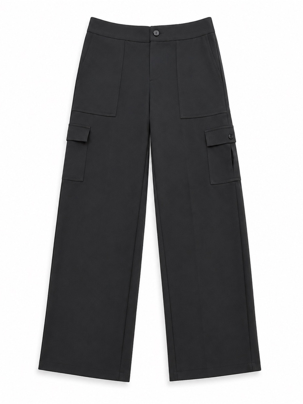 Karl Lagerfeld Paris Satin Wide-Leg Cargo Pants – Black – Size Small - Picture 3 of 8